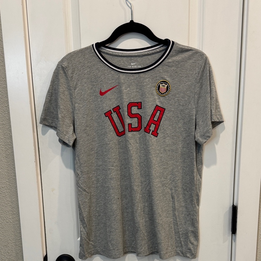 Nike Heather Gray USA Tee with Red Accents
